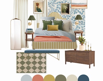 Opal Bedroom Design Package | Pre-Made Interior Design Mood Board | Bedroom Shopping List | E-Design Instant Download
