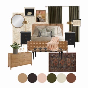 Paquete de diseño de dormitorio de Florencia / Tablero de ideas de diseño de interiores prediseñado / Lista de compras para dormitorio / Descarga instantánea de diseño electrónico