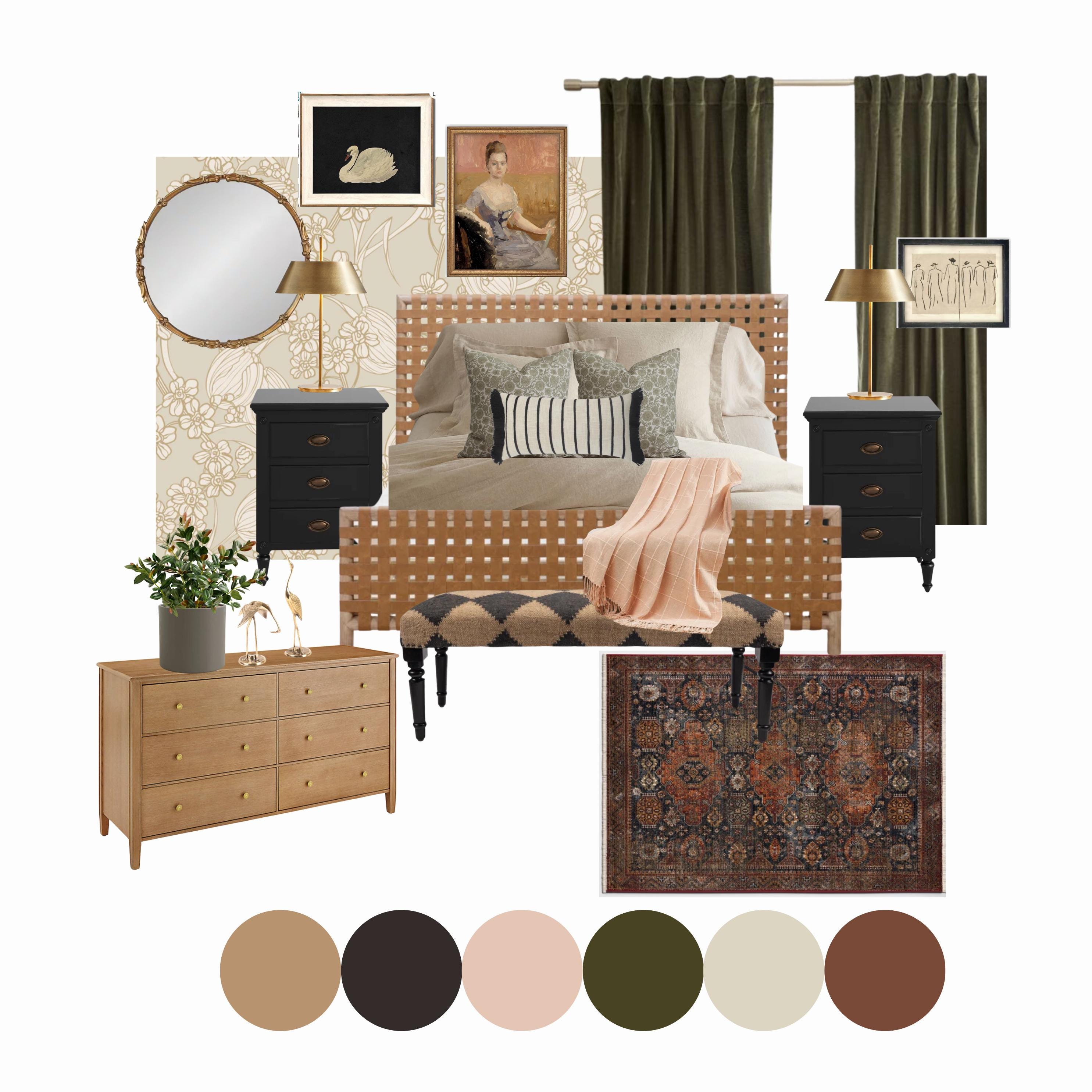Florence Bedroom Design Package | Pre-Made Interior Design Mood Board | Bedroom Shopping List | E-Design Instant Download