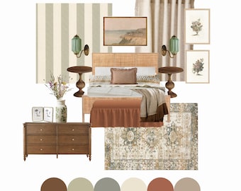 Savannah Bedroom Design Package | Pre-Made Interior Design Mood Board | Bedroom Shopping List | E-Design Instant Download