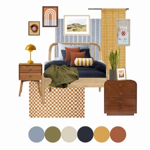 Paquete de diseño de dormitorio para niño Sawyer / Tablero de ideas de diseño de interiores prediseñado / Lista de compras para el dormitorio / Descarga instantánea de diseño electrónico