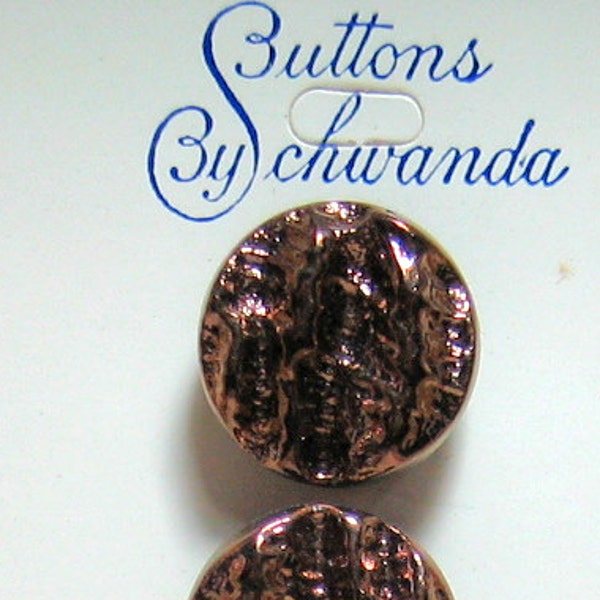 Original card of 1/2" Beautiful Small Black Glass Buttons with Copper Luster 4689-6 Vintage 1940's - 1950's