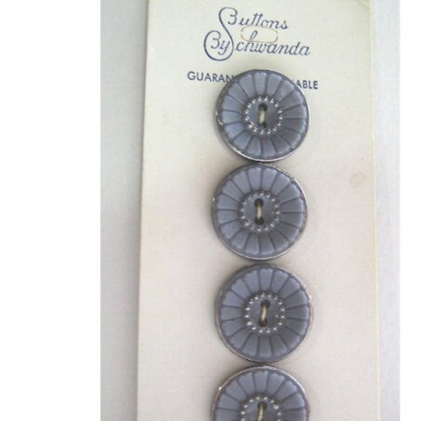 Gray Glass Buttons with Gold Luster 7439-8,  11/16 inch