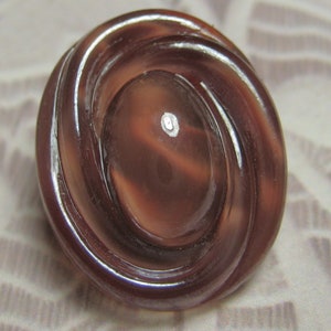 11/16" Brown Glass Oval Moonglow Button with Crystal Luster