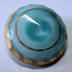 Vintage Faceted Blue Moonglow Button Medium Size 1 & 1/16&quot; across