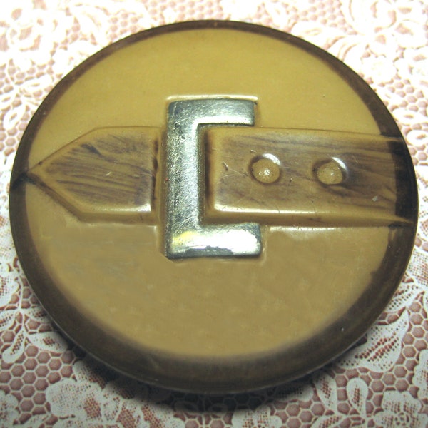 Molded Celluloid Buckle Button with Metal Piece NBS LARGE