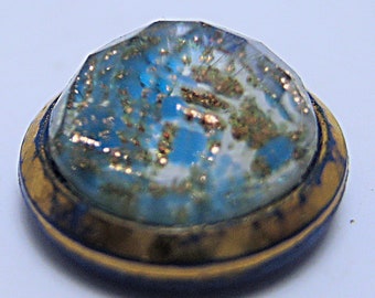 Vintage Small Blue with Goldstone Glass on Glass Button