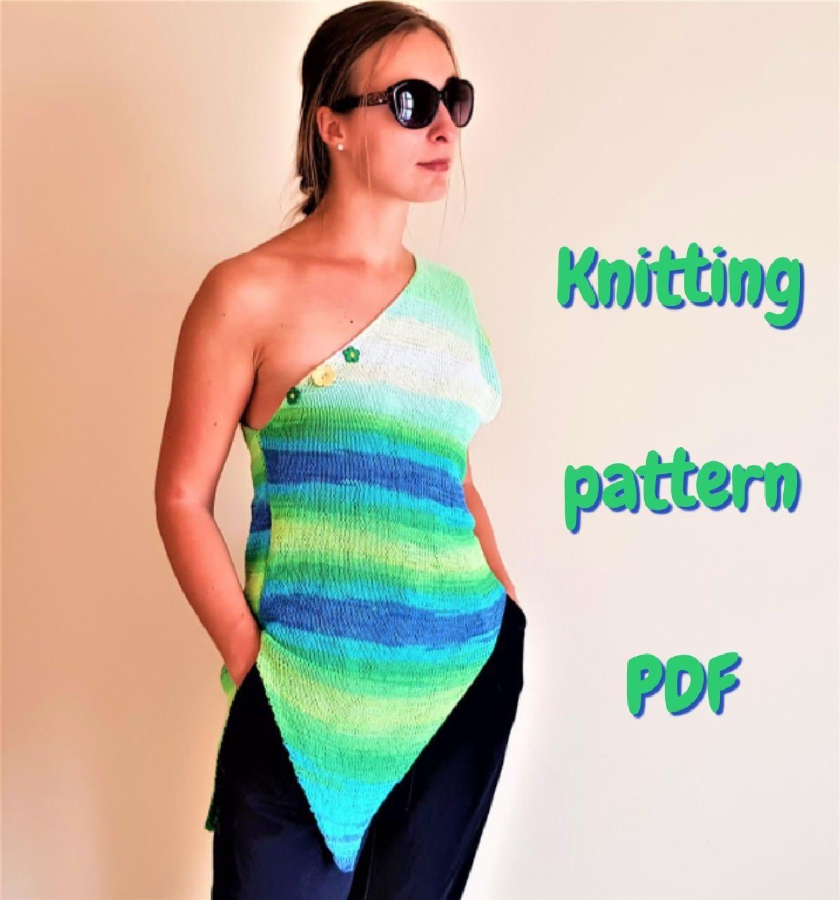Asymmetrical, One-shoulder Summer Top. Knitted Pattern PDF