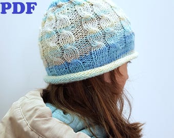 Knitted Cable Beanie Hat Pattern, Ladies Slouch (PDF Pattern)