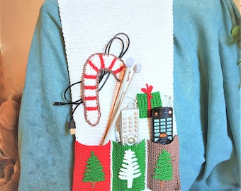 Gehäkelte Weihnachts-Remote Organizer PDF: Sessel/Sofa Taschen DIY