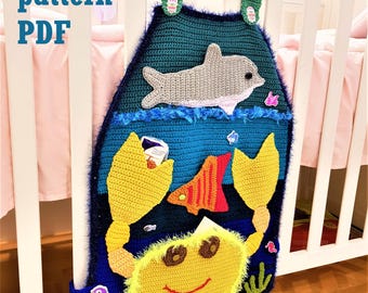 Crochet Kids Organizer Pattern PDF, Marine Theme