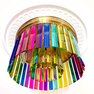 Custom crystal chandelier, rainbow flush mount ceiling light: Rainbow light, customize your colors