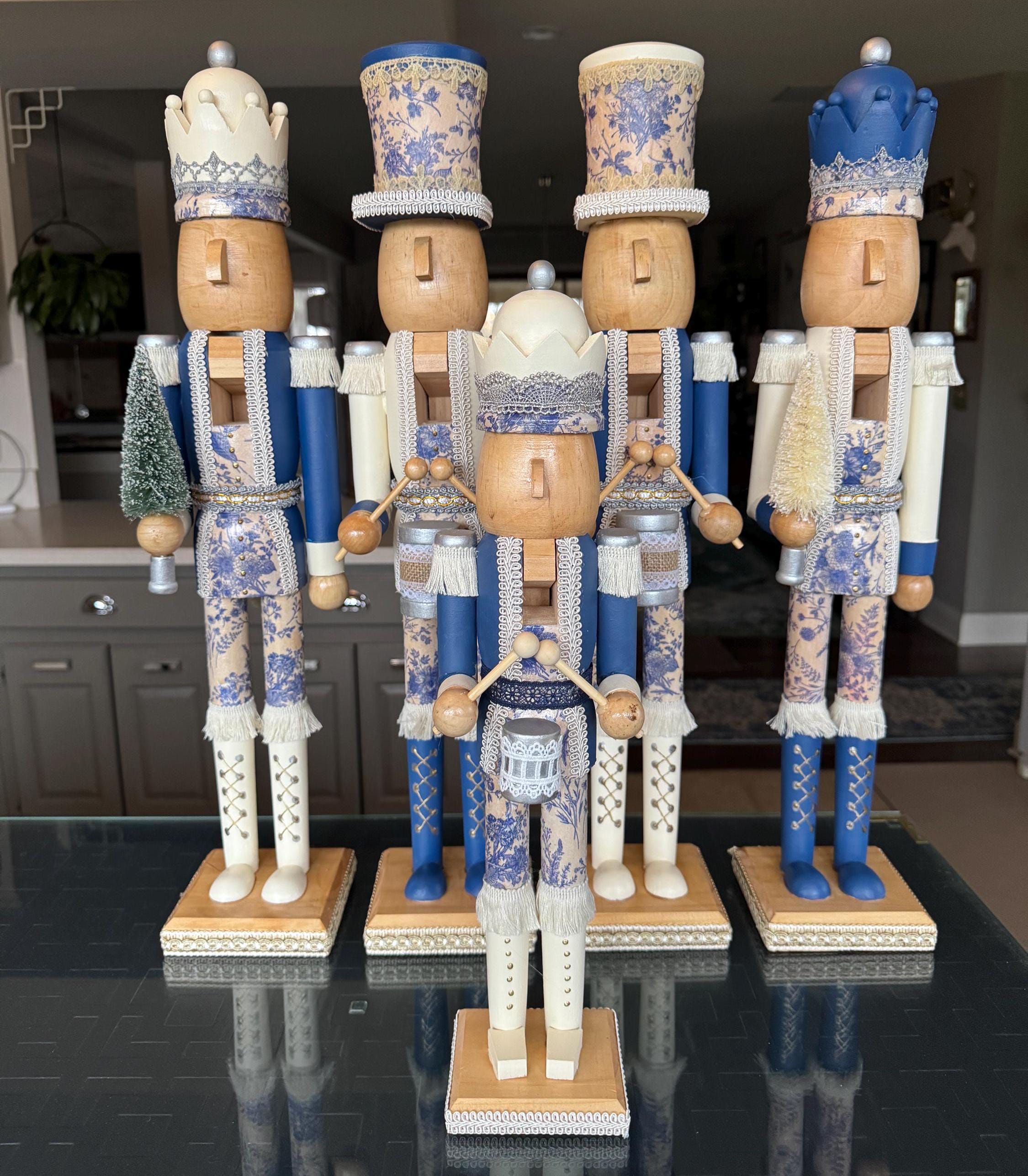Hand-painted Blue Toile Nutcracker: Chinoiserie Decor - Etsy