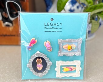 Swimmers & Mermaids Magnet Set: Refrigerator Art, Kitchen Decor