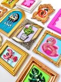 NEW ART DROP Miniature Framed Art: Beaded & Sequined Mixed Media Wall Charms