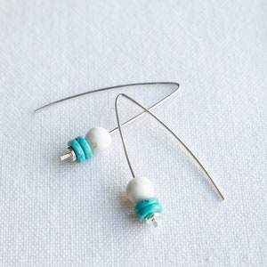 Earrings turquoise minimalist earrings for gift for girlfriend modern earrings colorful jewelry for her gift bag for women gift idea for her image 1