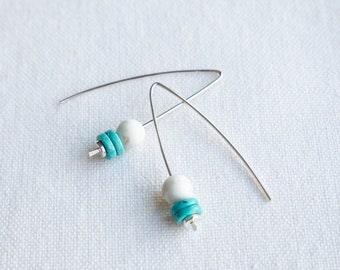 Earrings turquoise minimalist earrings for gift for girlfriend modern earrings colorful jewelry for her gift bag for women gift idea for her