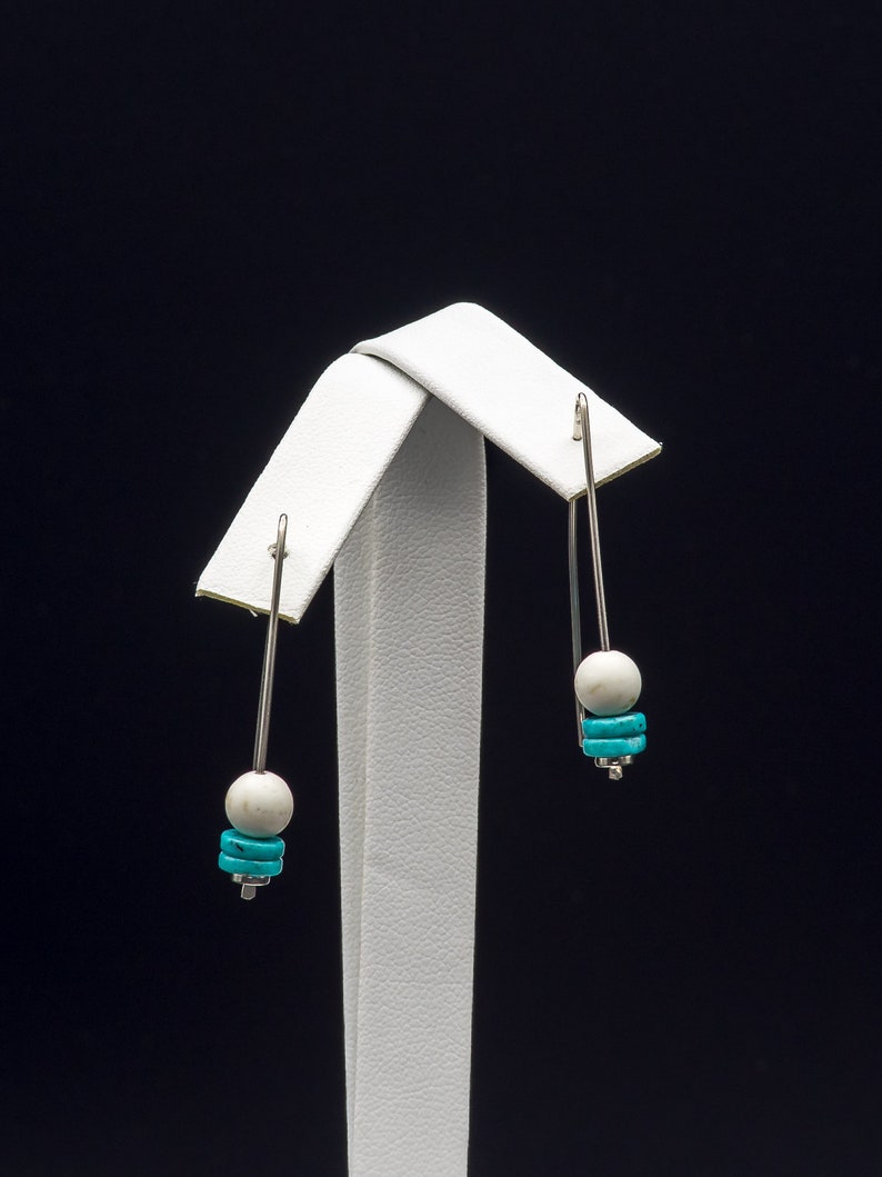 Earrings turquoise minimalist earrings for gift for girlfriend modern earrings colorful jewelry for her gift bag for women gift idea for her image 7