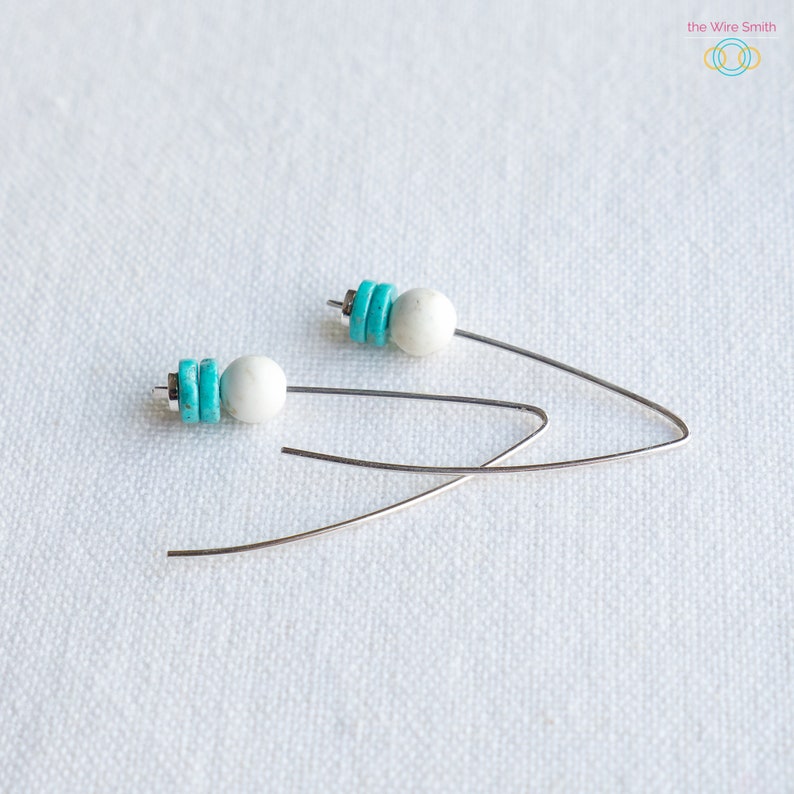 Earrings turquoise minimalist earrings for gift for girlfriend modern earrings colorful jewelry for her gift bag for women gift idea for her image 6