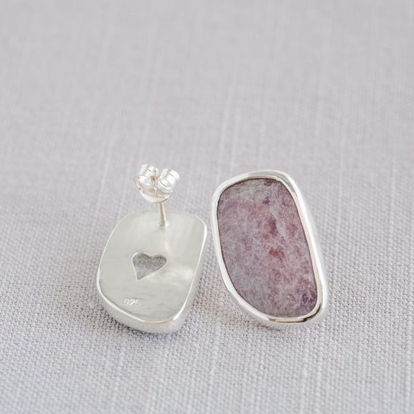 Orecchini in argento sterling con ametista, salvia e calcedonio, gioielli minimalisti in pietra