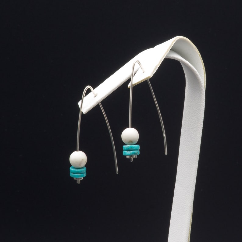 Earrings turquoise minimalist earrings for gift for girlfriend modern earrings colorful jewelry for her gift bag for women gift idea for her image 8