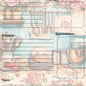 Themed Daily Planner Notepad. Kitchen Theme. Set of 3.