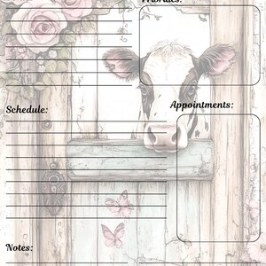Themed Daily Planner Notepad. Farm Theme. Set of 3.
