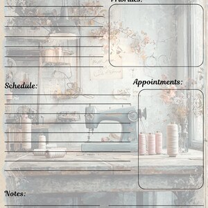 Themed Daily Planner Notepad. Sewing Theme. Set of 3.