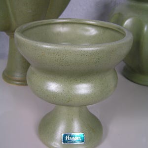 Vintage Haeger Speckled Sage Green Footed Compote Planter MCM Vintage Original Sticker
