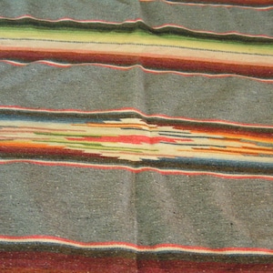 Vintage Wool Mexican Saltillo Serape Blanket Woven Cactus Fiber Mexican Blanket