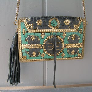 SAM EDELMAN Metal Mosaic Purse With Leather Tassel - Etsy