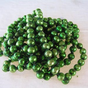 Vintage Green MERCURY GLASS BEAD Garland - 8.25 Feet Round Beads in Green 99&quot;