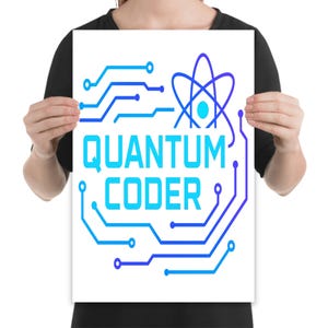 Quantum Coder Poster Blue Purple Circuit, Neon Tech Wall Art, Programmer Gift Print, Sci-Fi Office Decor, STEM Dorm Artwork
