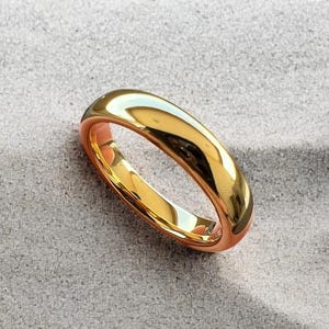Gold-Hartmetall-Kuppelring, 4 mm Gold Ehering, Männer Frauen Versprechen Ring Wolfram Ehering, Gold Paar Bands, Gravurbänder