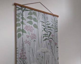 A ONE METRE piece of wallpaper for your project - Wild Edge in 'full bloom' - a green and pink