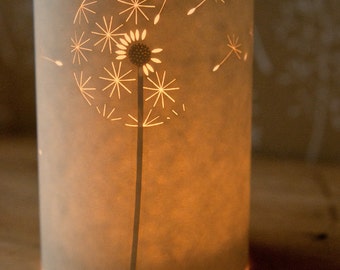 Floral Design Paper Candle Tea Light Cover / Gift Idea / Gift for Her / Dandelion Clock / Hannah Nunn