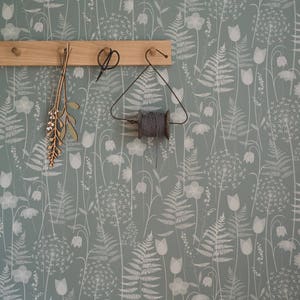 Charlotte's Garden wallpaper in 'heath' by Hannah Nunn, a green floral, botanical wall covering inspired by the Bronte sisters garden image 5