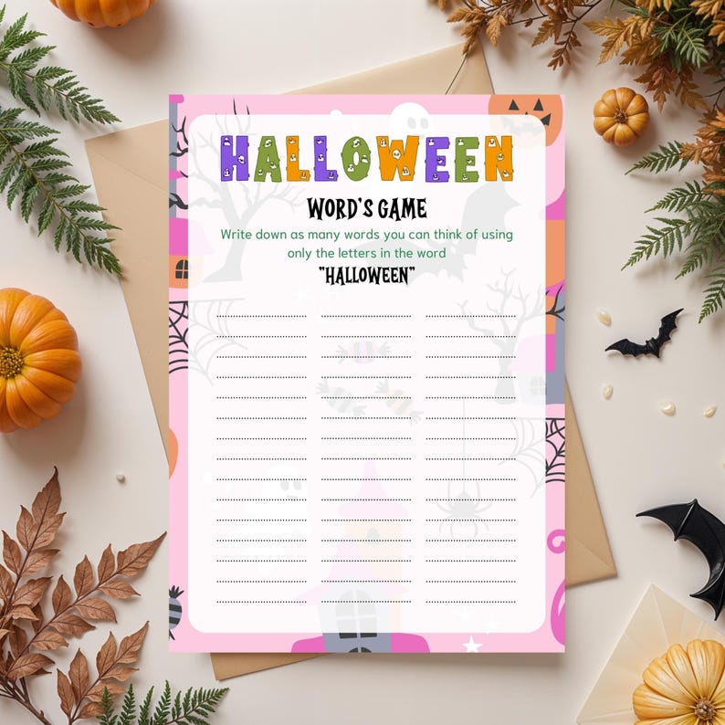 Printable Halloween Words Party Game for Kids Game Easy Halloween Game