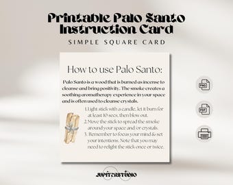 Stampabile quadrato Come usare la carta per sbavature Palo Santo, istruzioni Palo Santo, per kit per sbavature, bastoncino Palo Santo, carta per sbavature stampabile