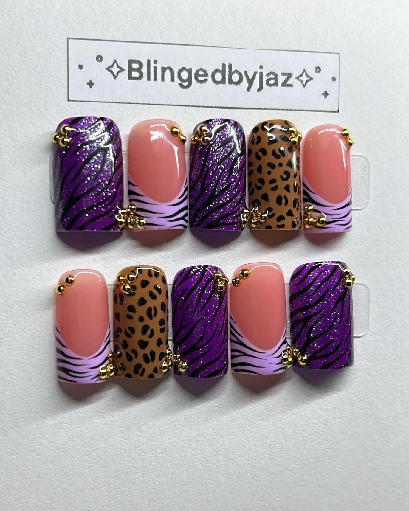 Clawdeen Inspired Press-on Nails: Zebra Print, Handmade, With