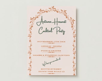 Editable Fall / Autumn Dinner Party Invitation