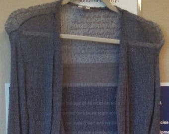 44.99 Long Slate Gray Cardigan Buttery Soft rayon natural fiber with long sleeves and detailed edging. One size fits all!