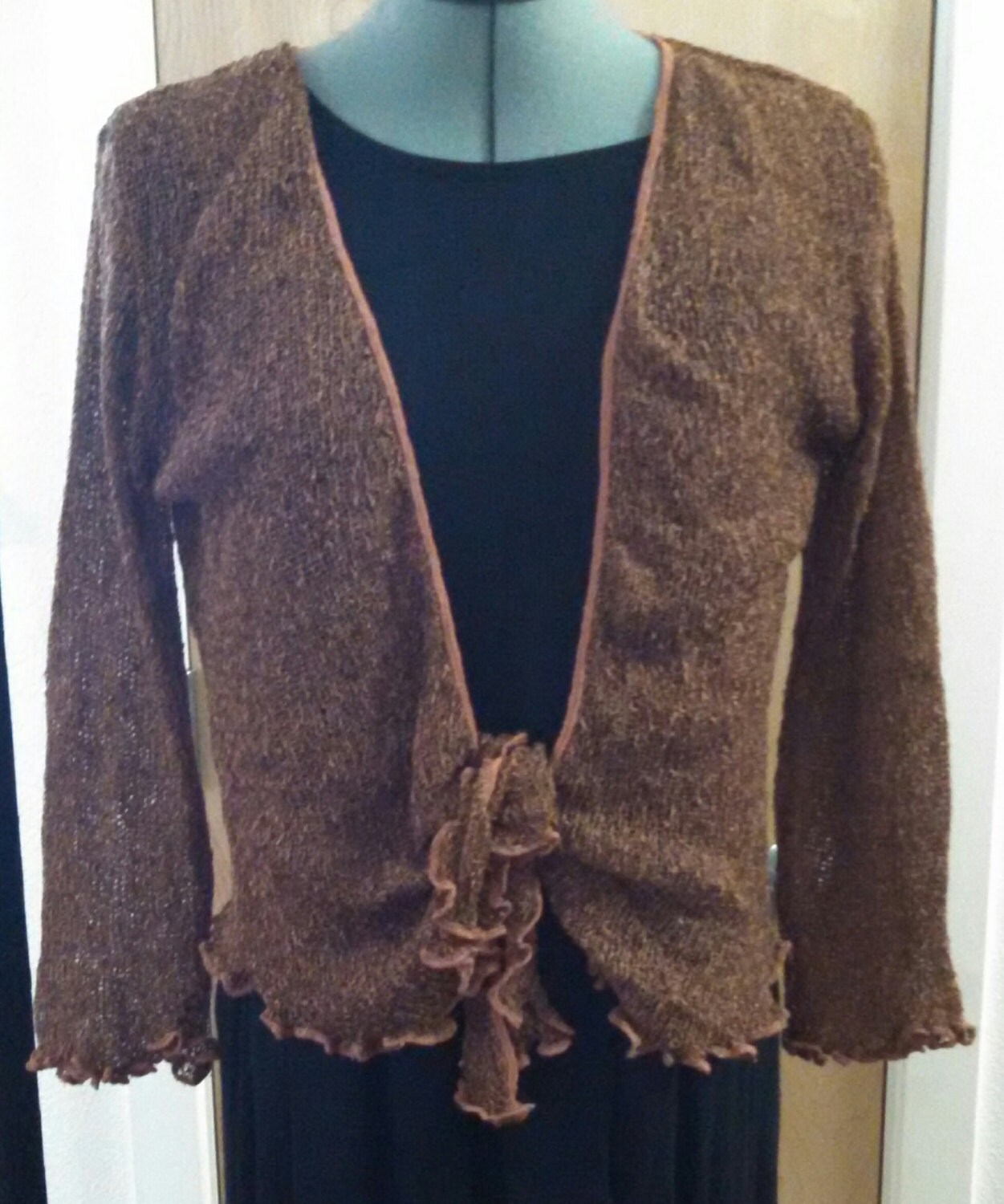 35.99 Brown and Black buttery soft sexy sweet knit shrug.