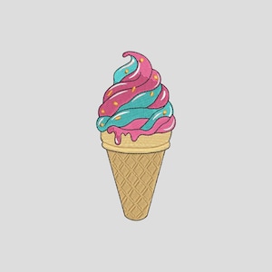 Ice Cream Cone Embroidery Design, Ice Cream Embroidery Design, Ice Cream Embroidery File, Summer Embroidery Designs, 3 sizes