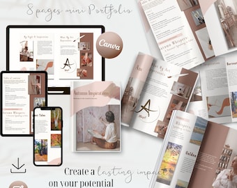 Plantilla de miniportafolio para artistas, diseño editable en Canva (descarga digital)