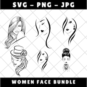 Frau Gesicht svg, Frau Wimpern svg, Augenbrauen svg, Makeup svg, Schneidedatei für Cricut Silhouette, SOFORTIGER DOWNLOAD