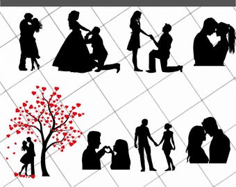 Couple Svg Bundle, Pair svg, valantine svg, Couple Silhouette, love svg, Lovers Silhouettes, Princess Clipart, couple clipart