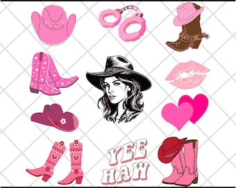 Cowgirl Svg Bundle\ Cowgirl Hat Svg\ Cowgirl Boots Svg\ Cow skull Svg\ Horshshoe Svg\ Disco Ball Svg\ Let's Go Girls Svg\ Western Svg