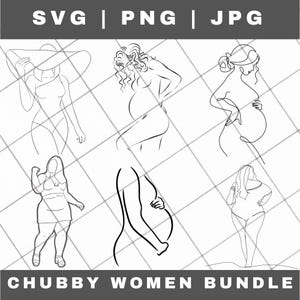 Curvy Body Positivity Line Art 6 Bundle Design Digital Download SVG PNG EPS | Cut file, Clip art, Vector, Cricut | Plus Size Empowerment