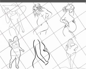 曲線美ボディポジティブラインアート6バンドルデザインデジタルダウンロードSVG PNG EPS | カットファイル、クリップアート、ベクター、クリカット | プラスサイズエンパワーメント